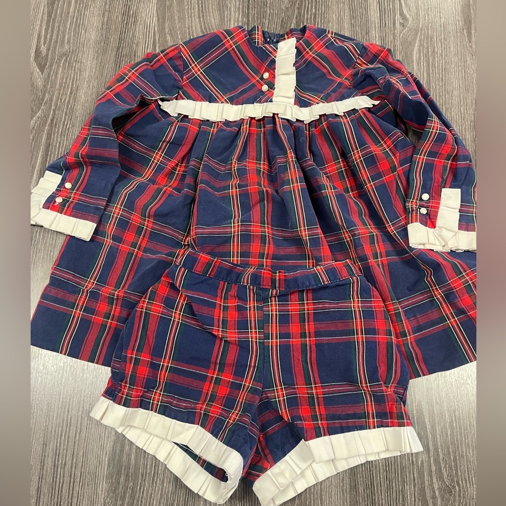 True vintage little girls set dress shorts 2/3